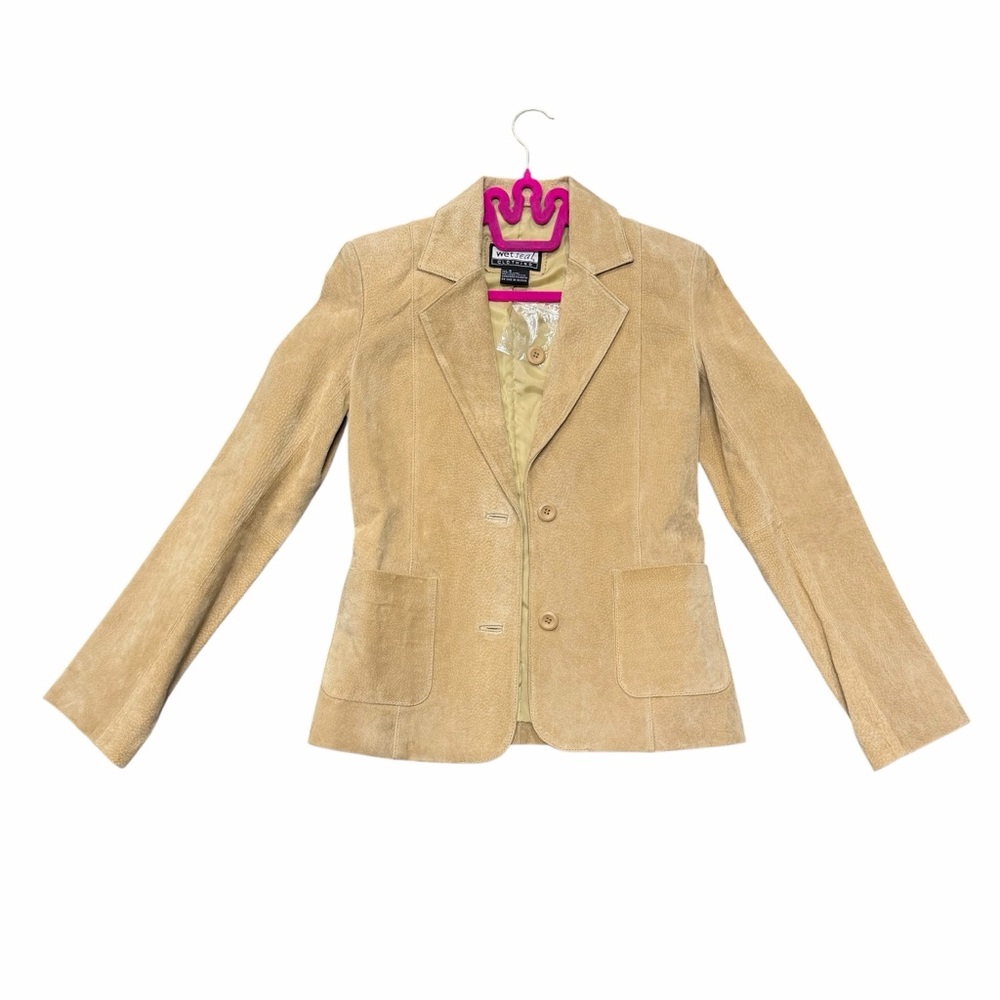 Wet Seal Tan Genuine Leather Blazer Jacket Size S